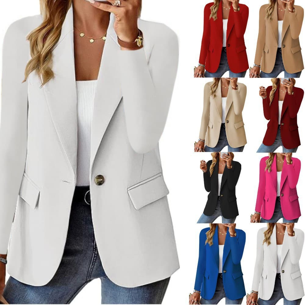 Ins Lapel Button Jaqueta Moda Commuter Casual Conjunto Jaqueta Women'S Long-Sleeved Tops Outwear Clothing