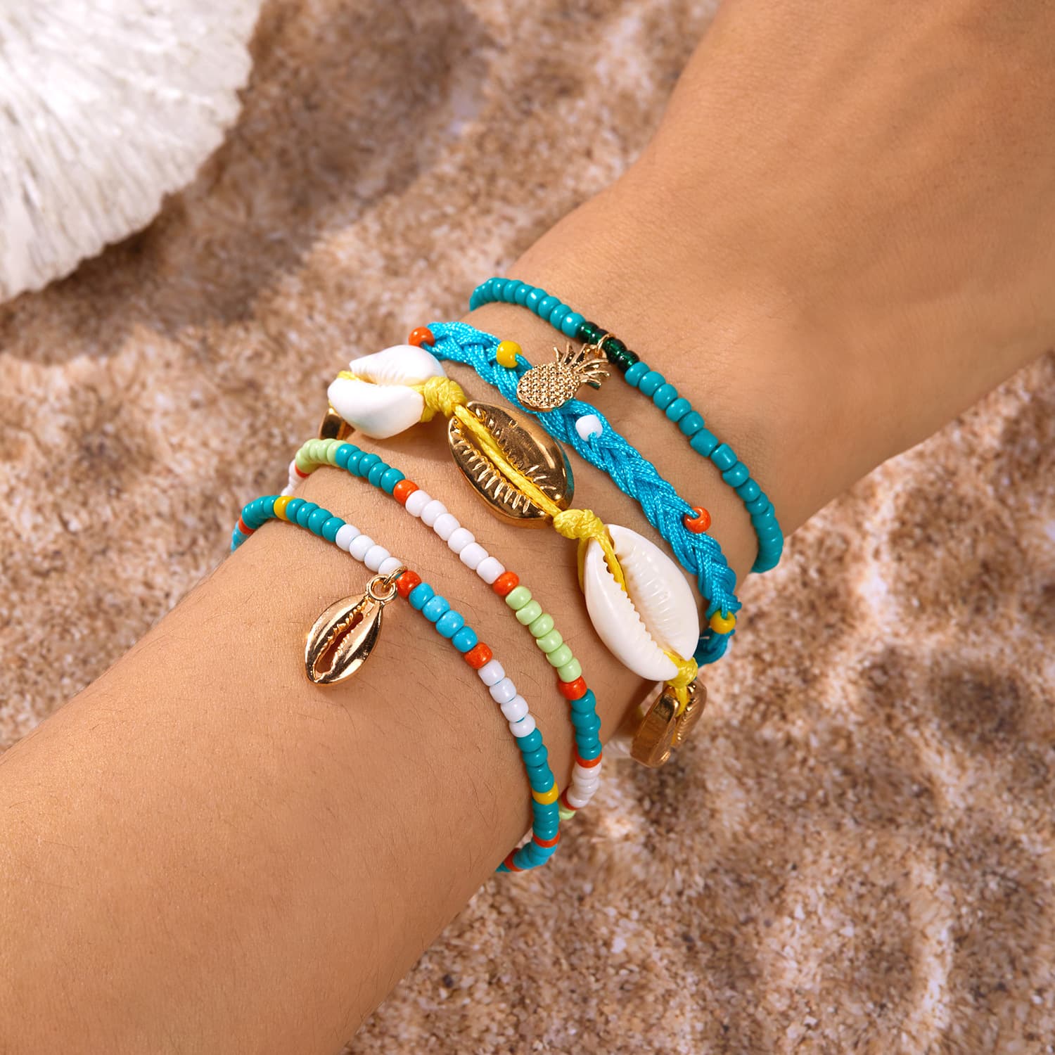 Conjunto de pulseira boêmia para férias femininas 6
