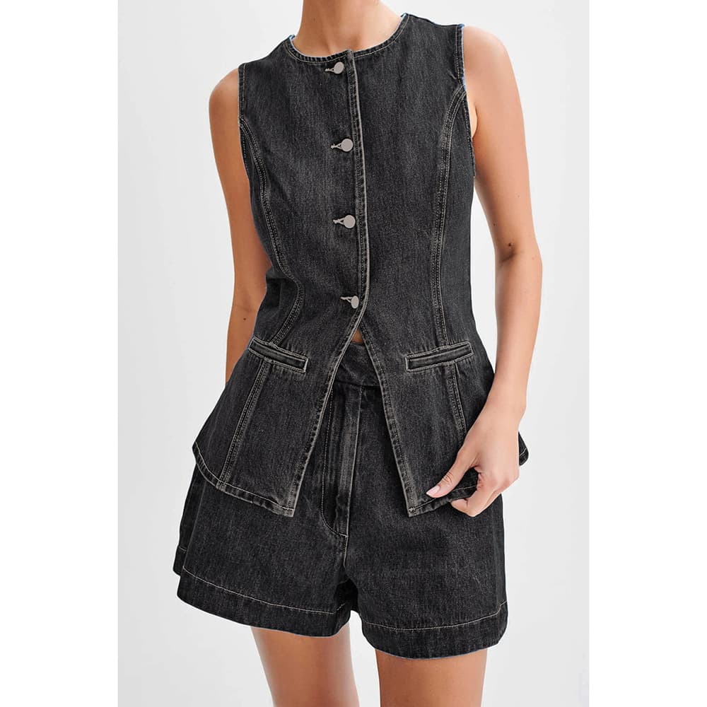 Conjunto de top sem mangas e shorts para mulheres 2