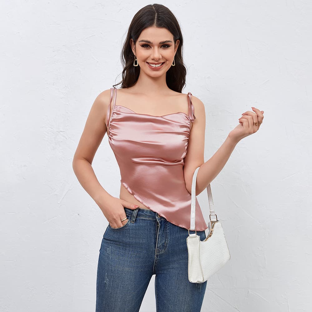 Blusa curta feminina de amarrar com modelagem justa 5