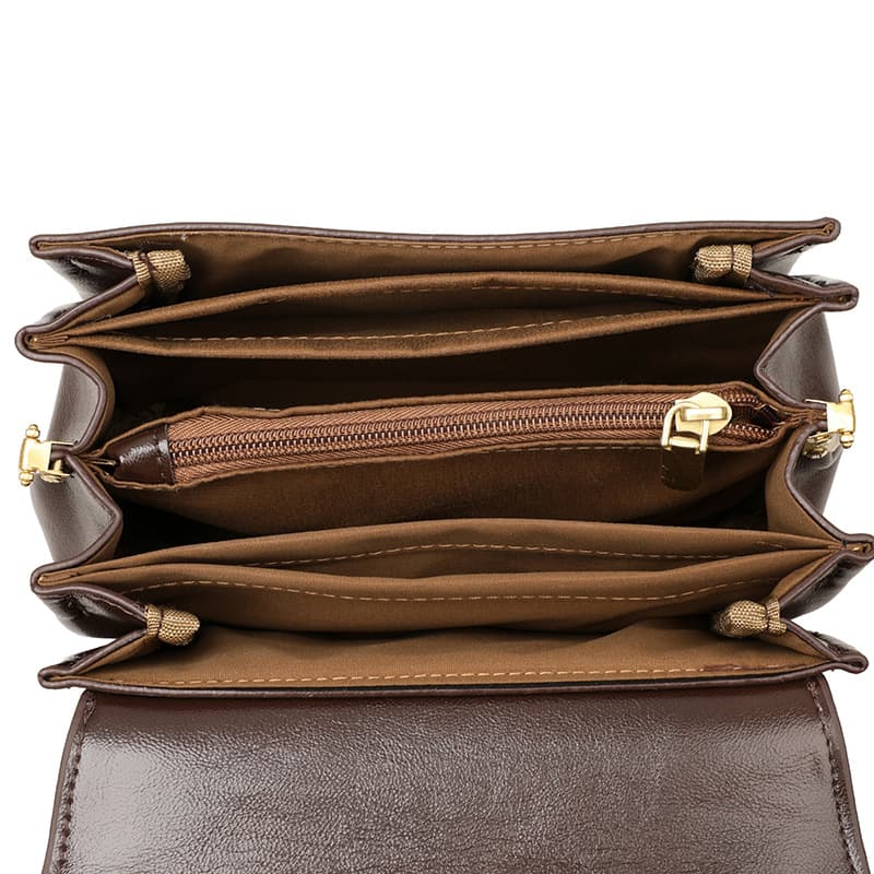 Bolsa Transversal Casual VersáTil Com VáRios Compartimentos, Estilo Retrô, Em Couro PU Macio.