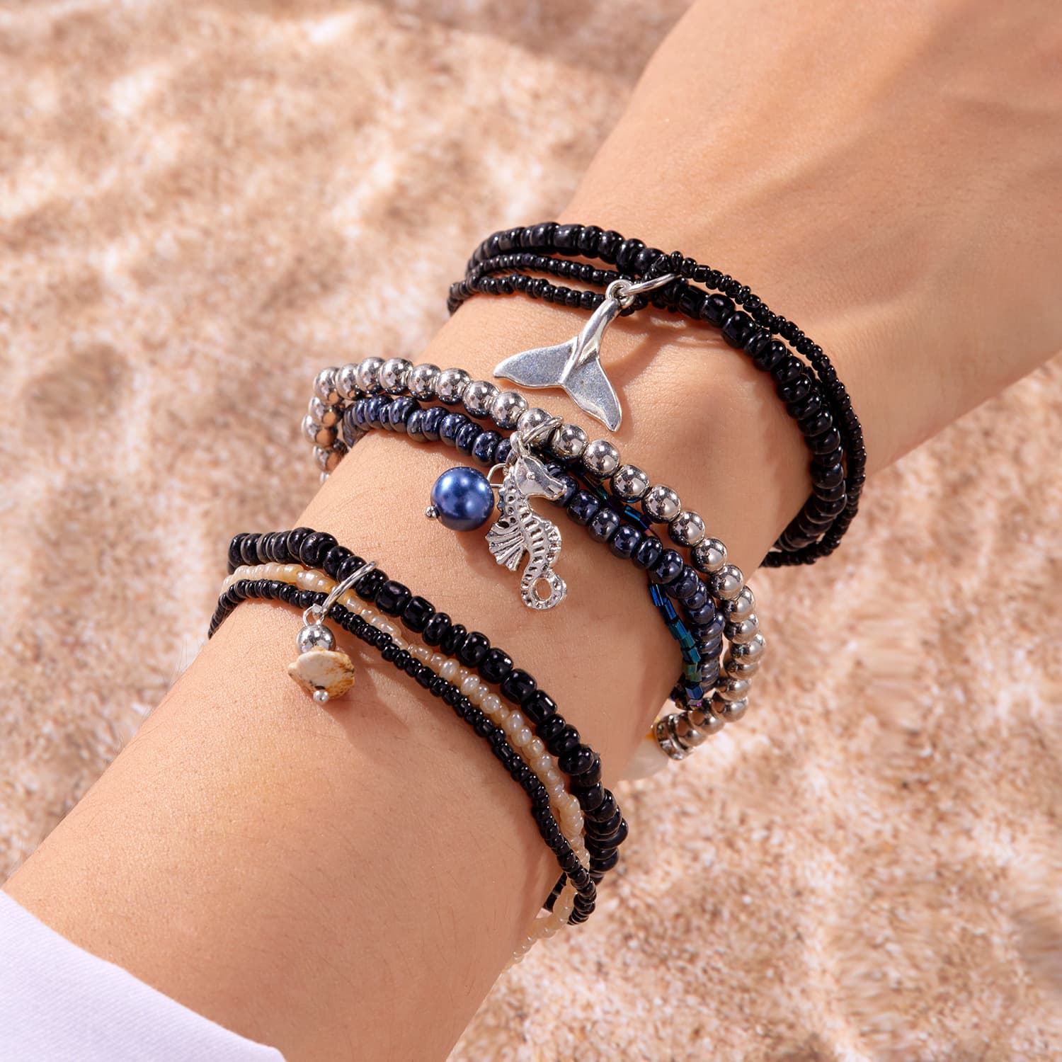 Conjunto de pulseira boêmia para férias femininas 10