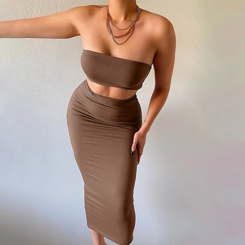 Conjunto elegante de saia longa estilo tubinho para mulheres 2