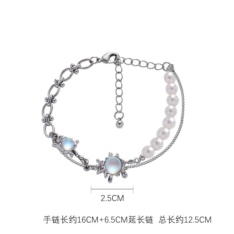 Pulseira de pérolas com costura para mulheres 3