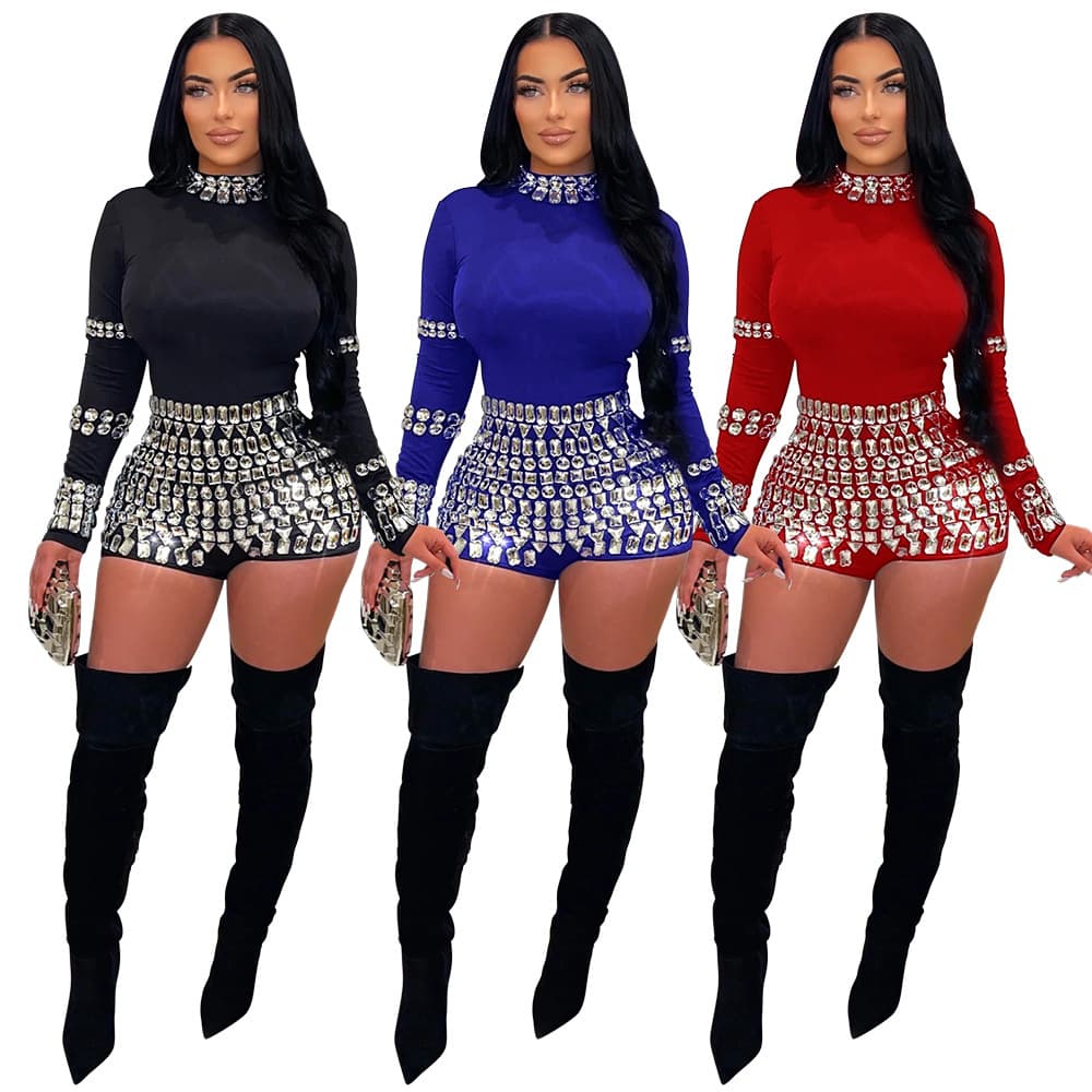 Body feminino de corte justo com strass 3