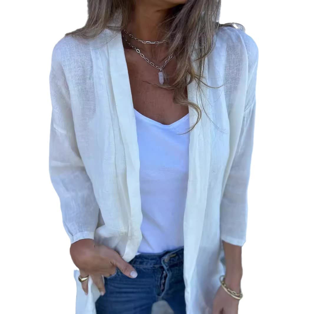 Casaco de malha feminino com bolsos largos 8