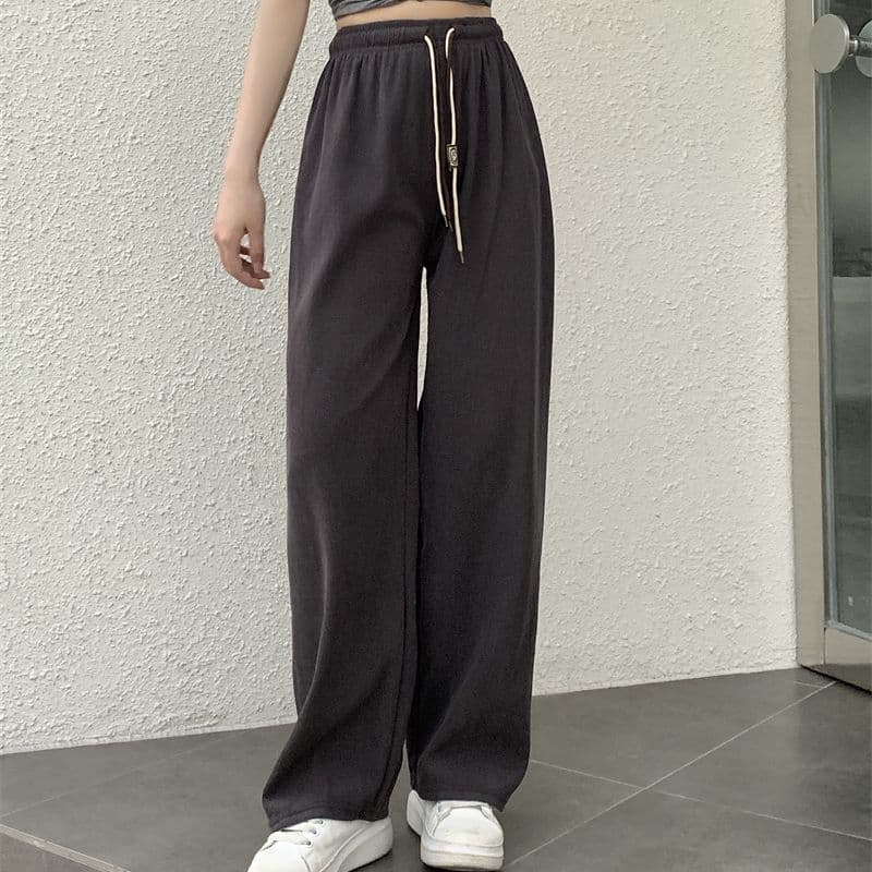 Calça De Veludo Cotelê Com Cordão Duplo, Pernas Largas, Mode 10
