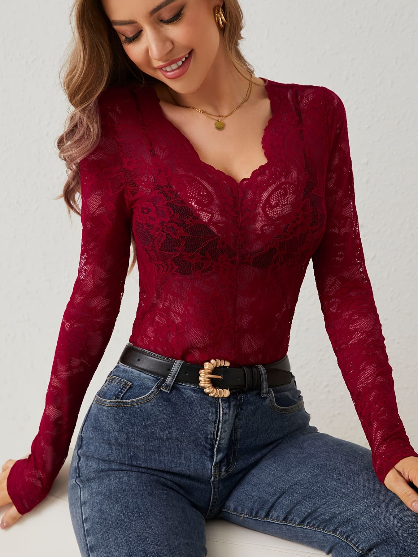 Novo top de renda floral para mulheres 4