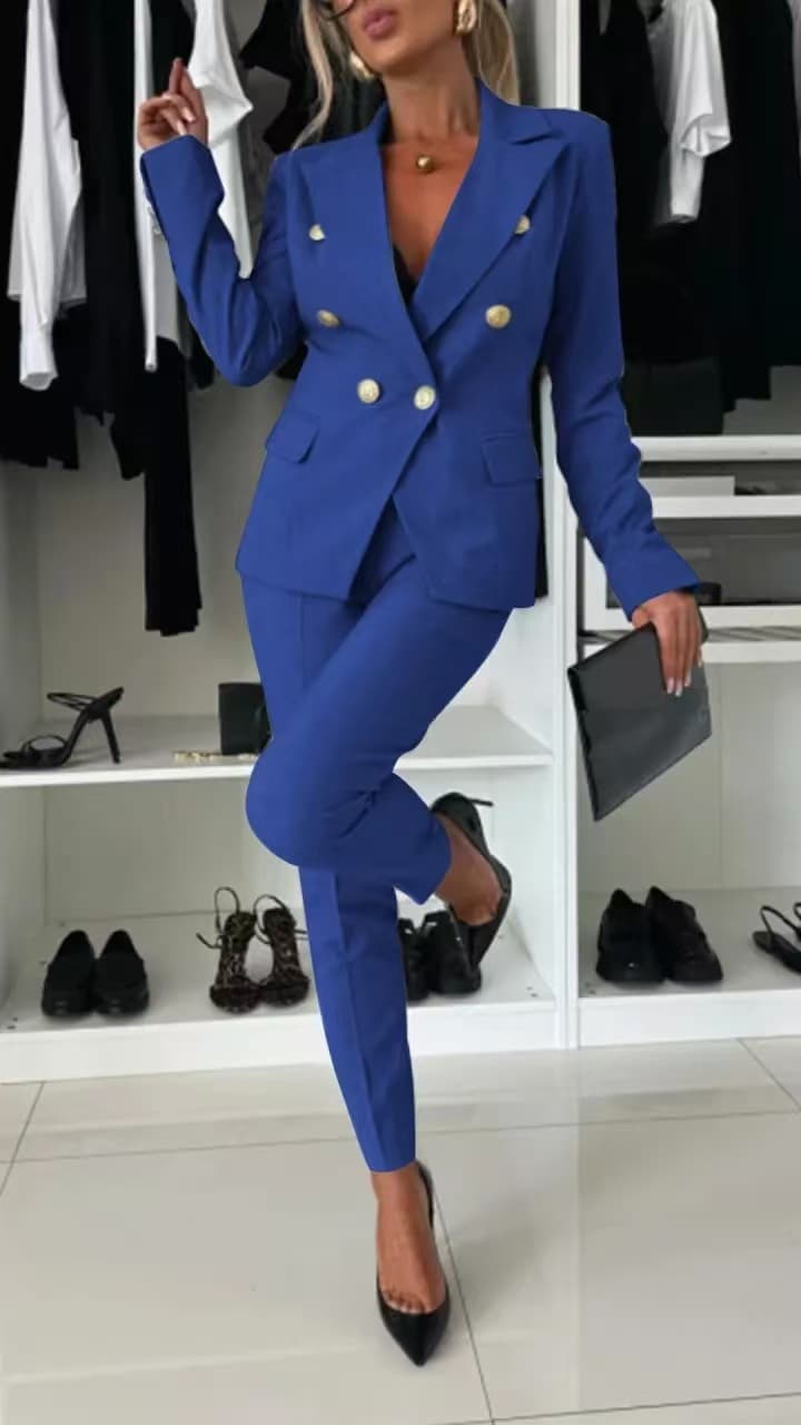 Novo Conjunto Casual Completo Com Blazer De Lapela E CalçA Slim Fit Para Mulheres, Ideal Para O Ambiente De Trabalho.