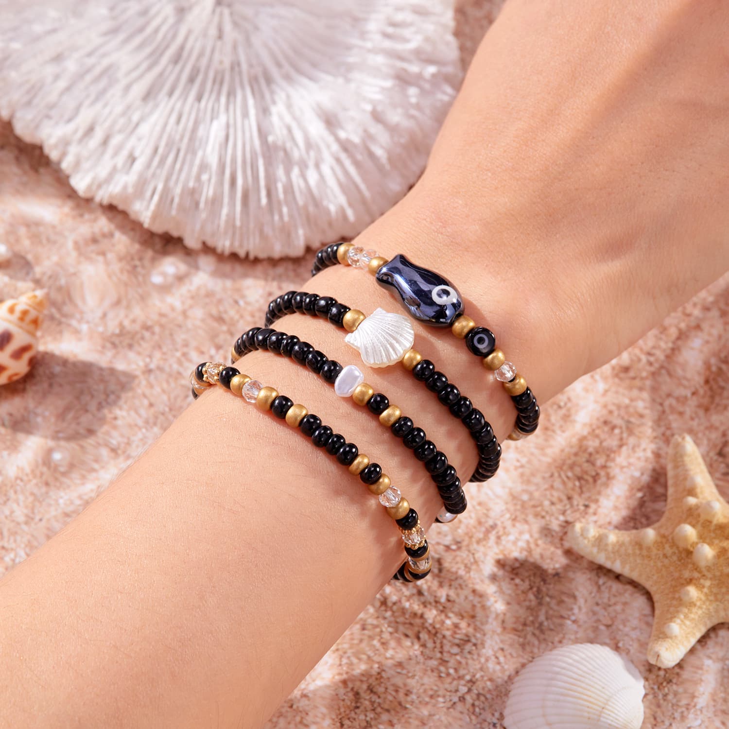 Conjunto de pulseira boêmia para férias femininas 12