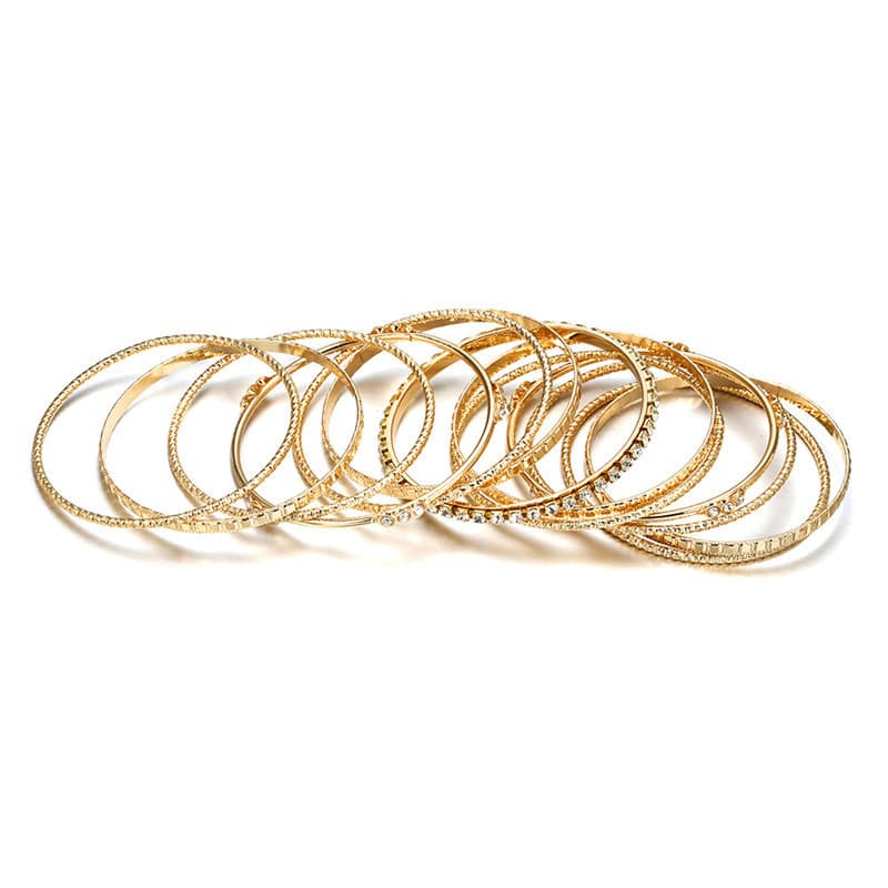 Pulseira Ornamental Multicamadas em Liga Metálica com Diamantes para Mulheres 5
