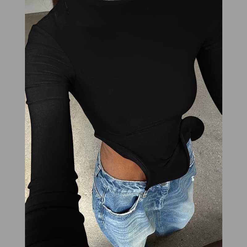 Blusa feminina de manga comprida e modelagem justa 7