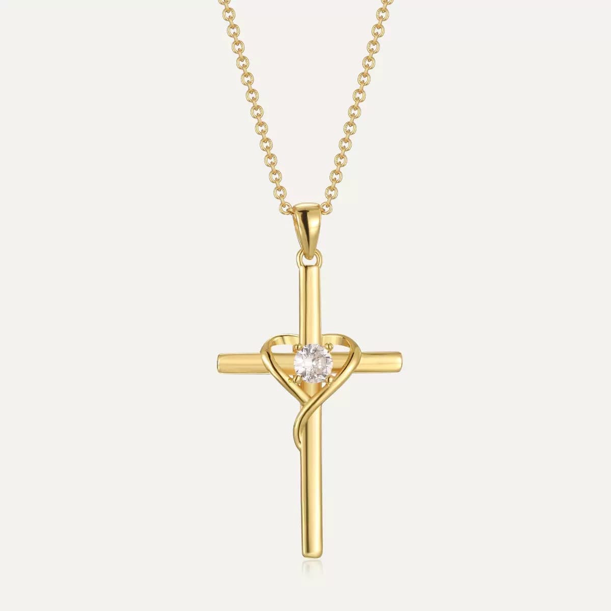 Colar Com Pingente De Cruz Em Formato De CoraçãO Cravejado De Diamantes, Perfeito Para A PáScoa.