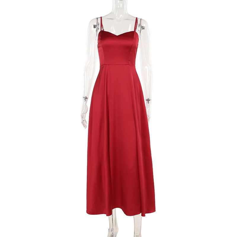 Vestido feminino de verão justo com alças de cetim 4