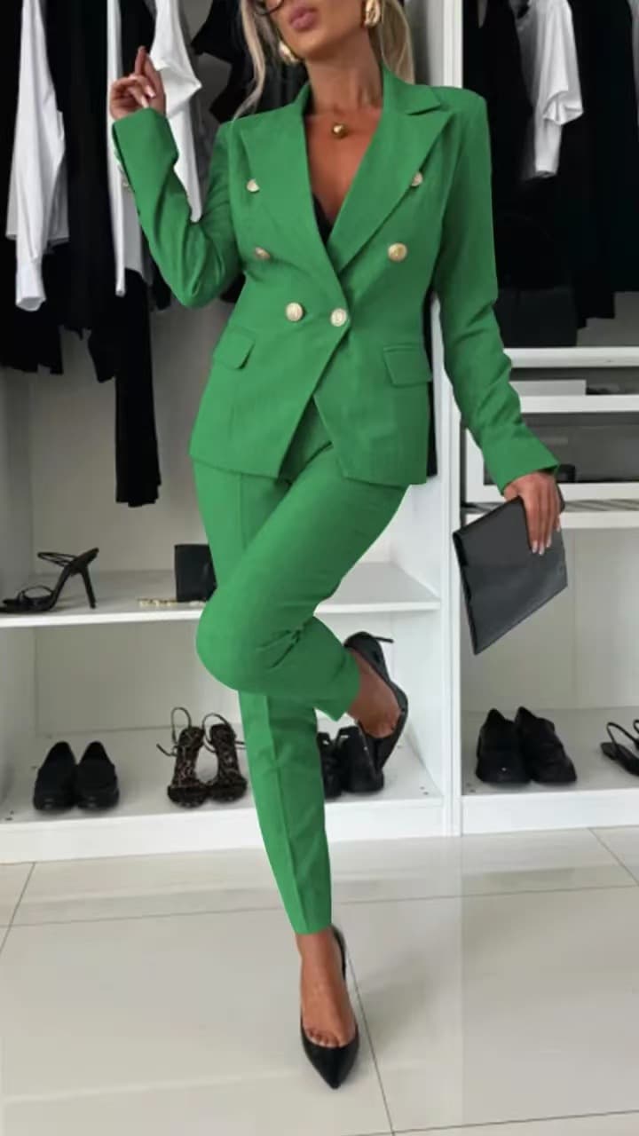 Novo Conjunto Casual Completo Com Blazer De Lapela E CalçA Slim Fit Para Mulheres, Ideal Para O Ambiente De Trabalho.