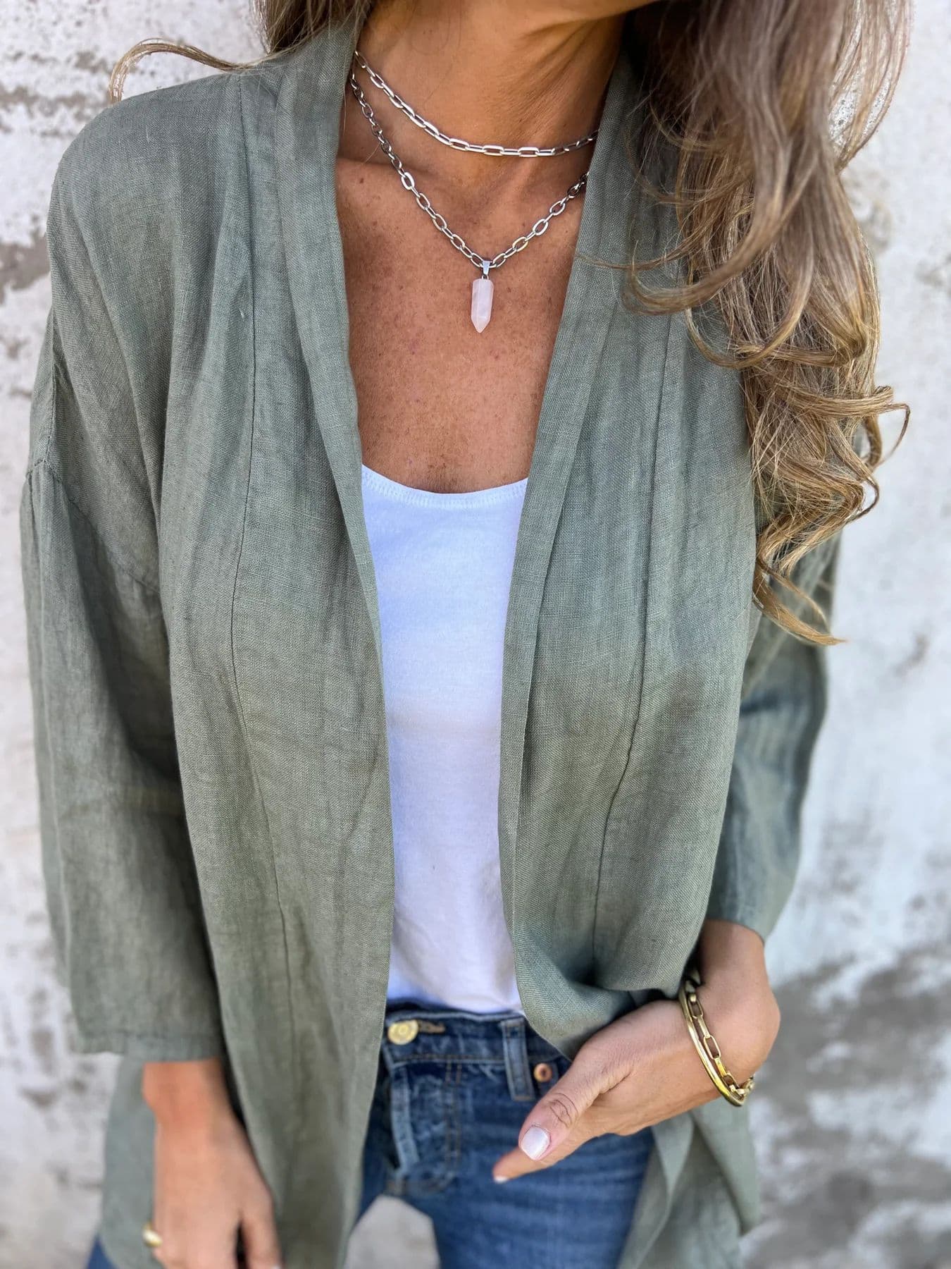Casaco de malha feminino com bolsos largos 2