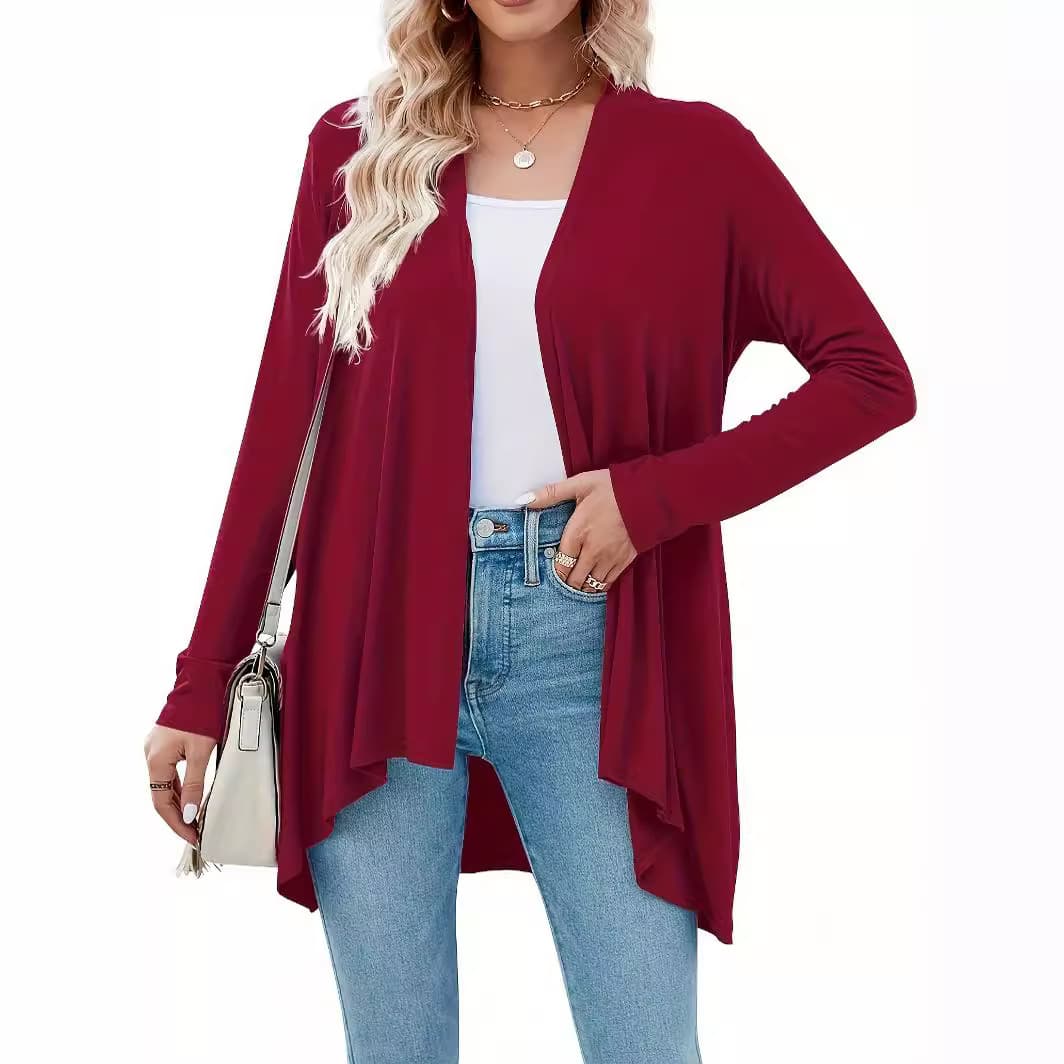 Cardigã feminino de cor sólida