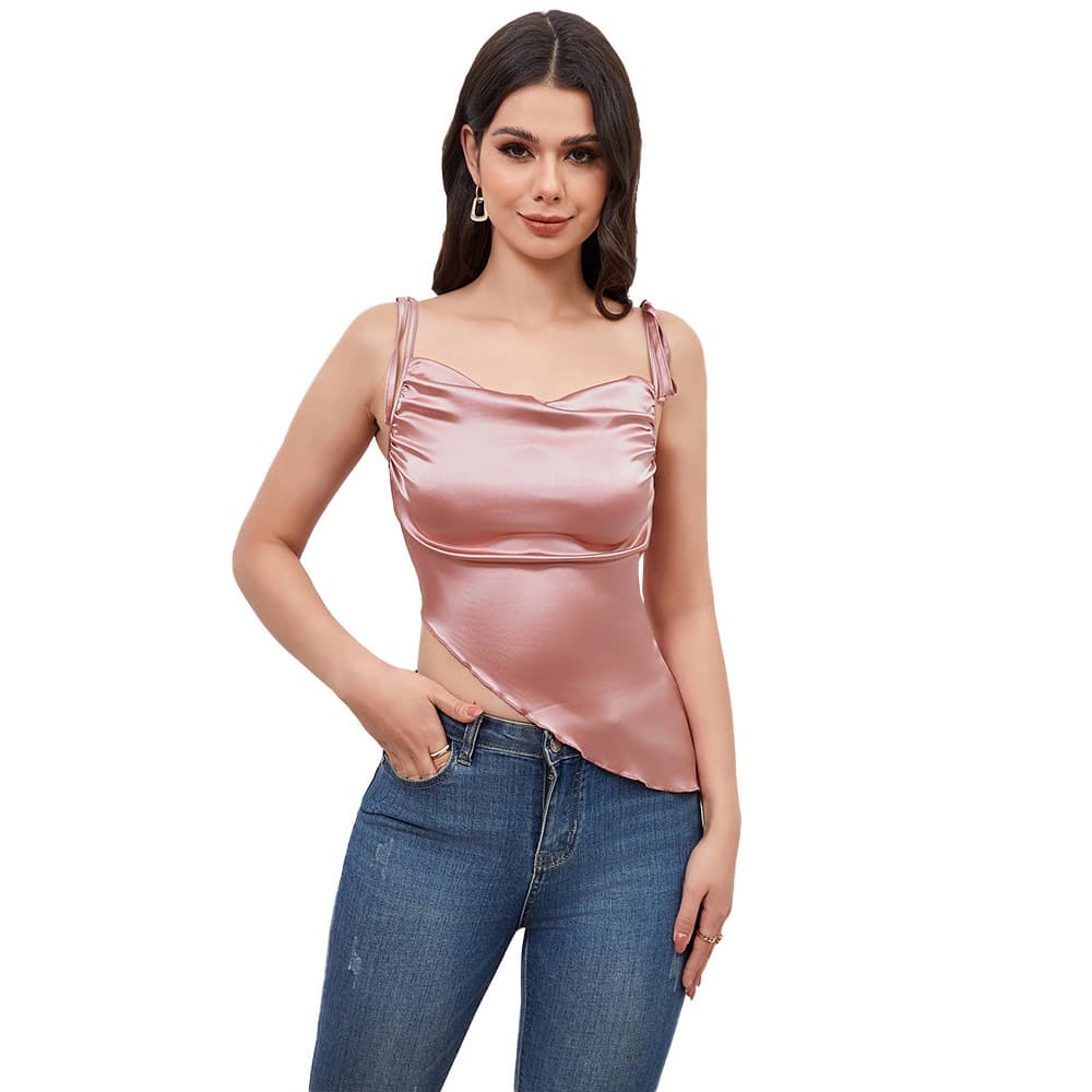 Blusa curta feminina de amarrar com modelagem justa 2
