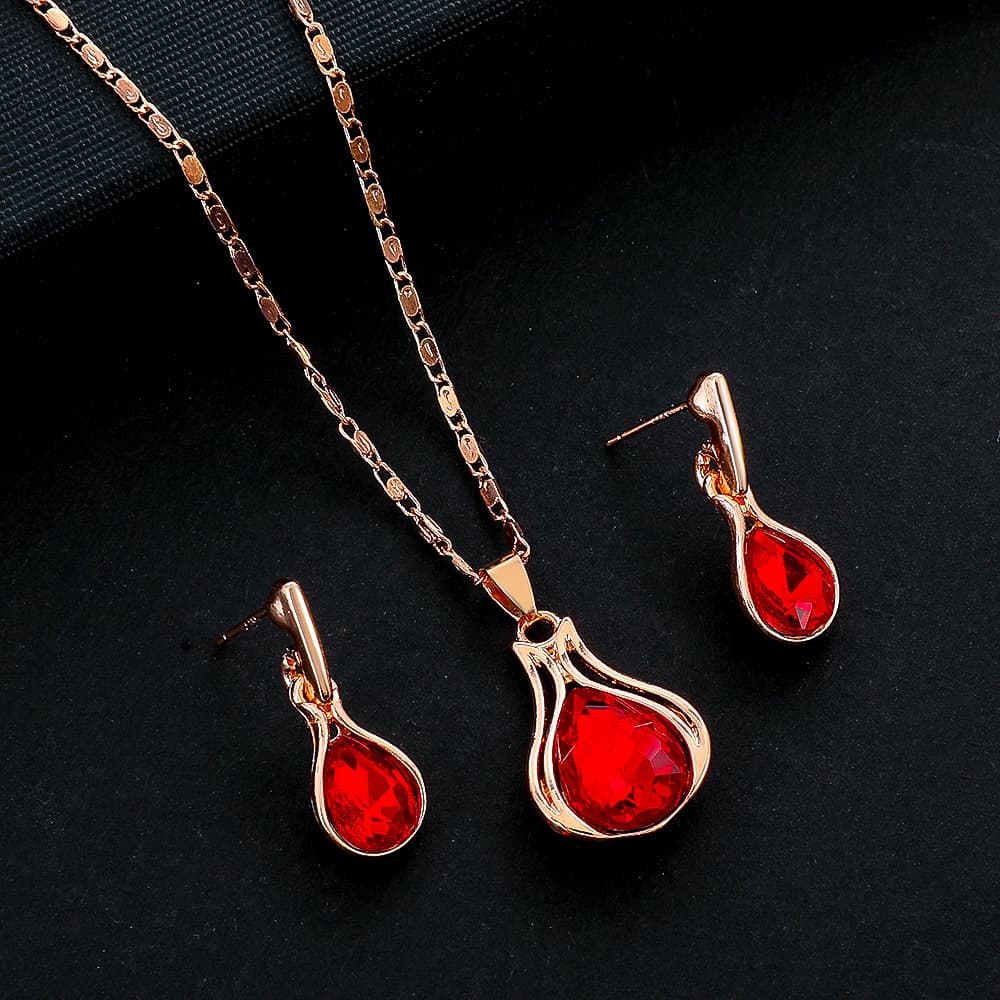 Conjunto de joias em formato de gota de água esmeralda para mulheres 4
