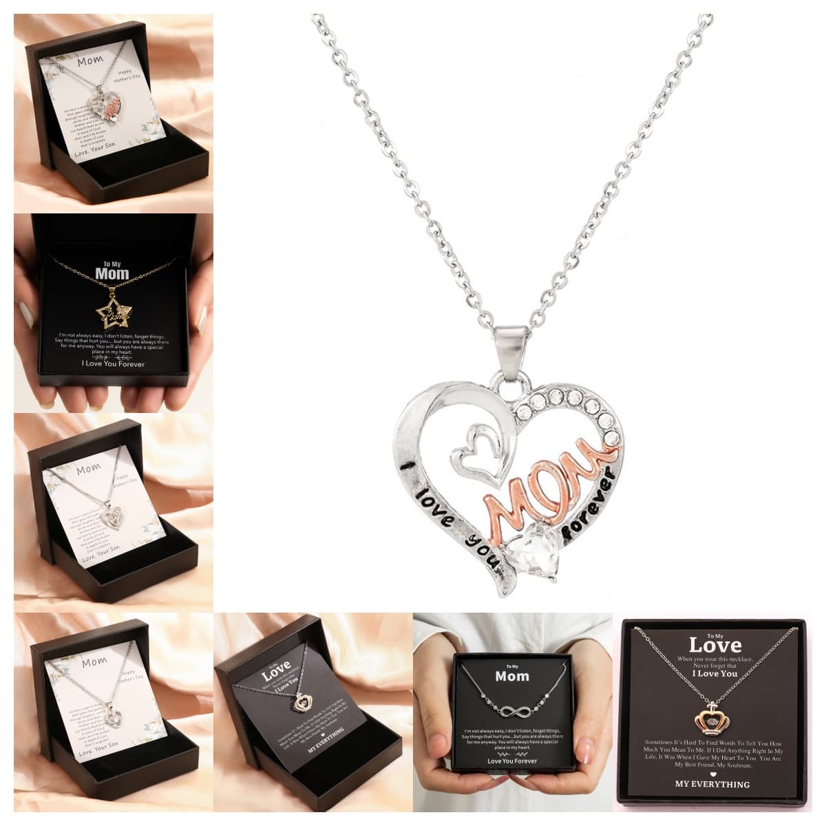 Dia das mães colar caixa de presente amor colar para feminino bijuterias finas acessórios femininos moda bijuterias 10