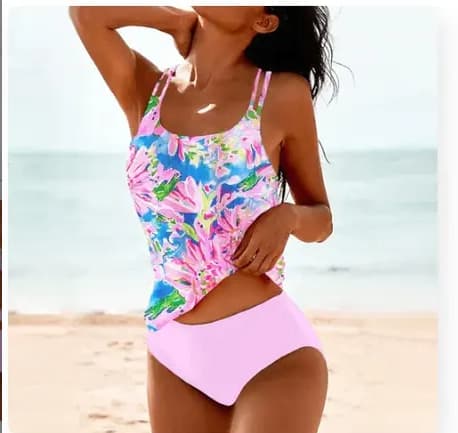 BiquíNi Vintage Estampado Com Fenda E Cintura Alta, Modelo Conservador.