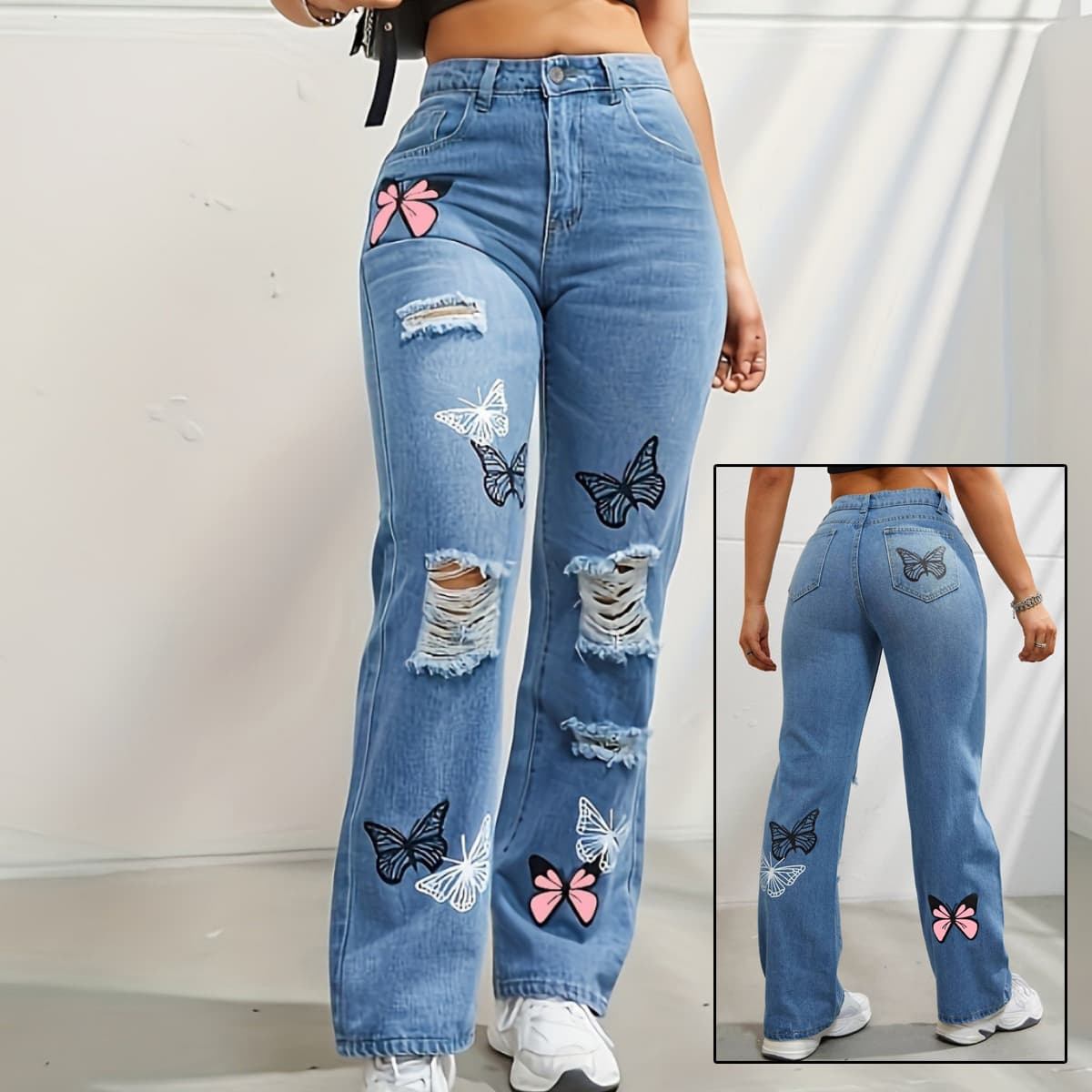Calça Jeans Cintura V Butterfly