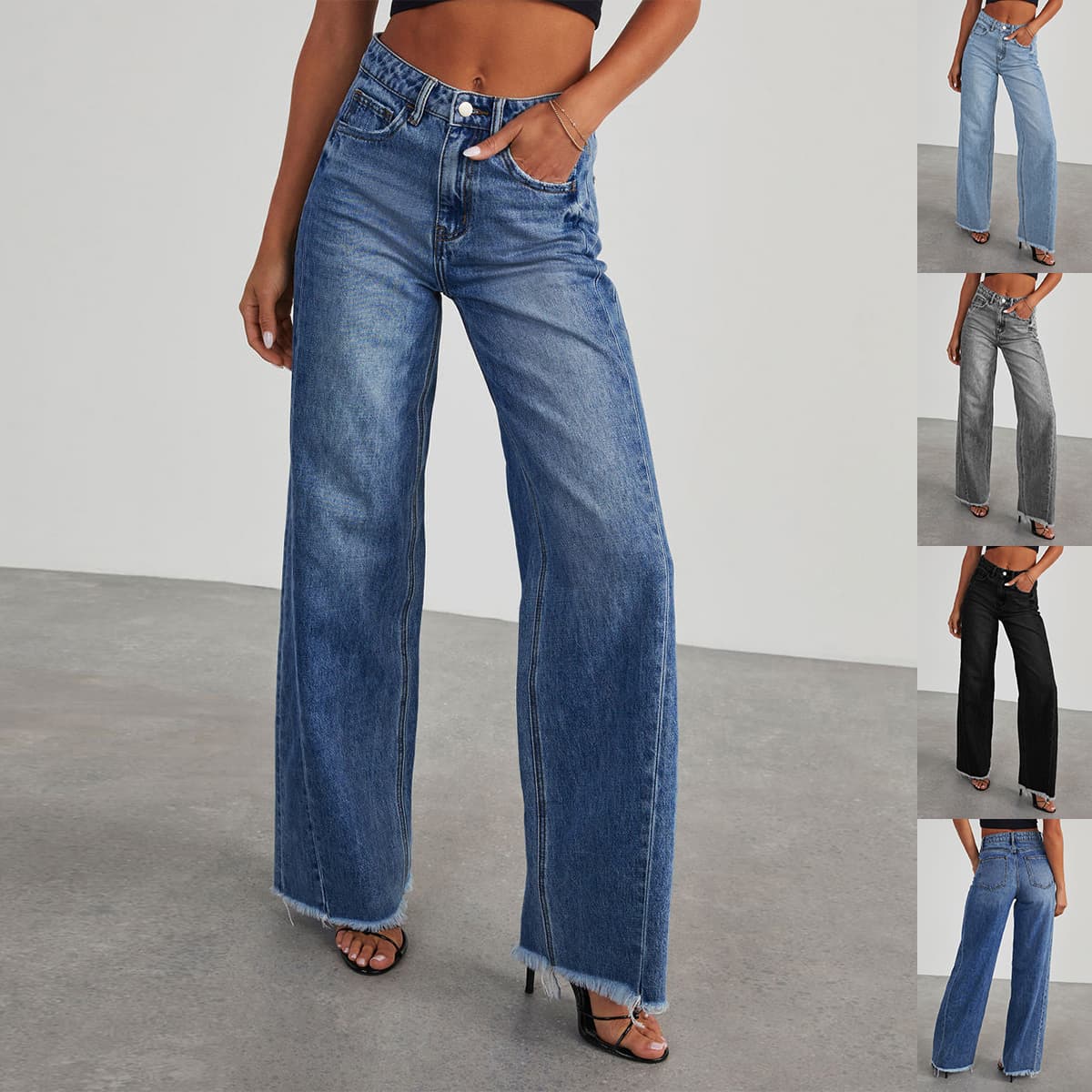 Calça Jeans Alta Cintura Com Pockets