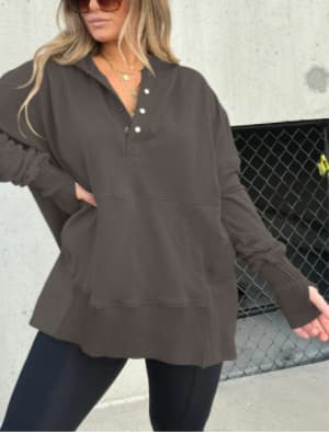 Blusa feminina folgada e casual com patchwork de fios. 11