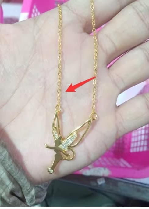 Colar Com Pingente De Asas De Anjo Cravejado De Diamantes - Joia Da Moda