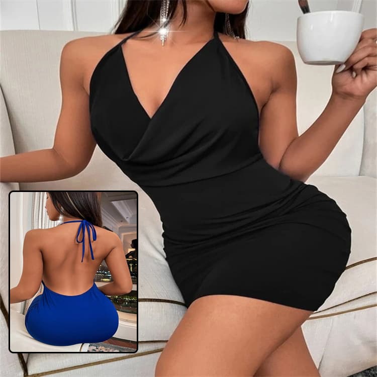 VerãO Deep V-Neck Vestido Temperament Sling Costas Nuas Halter Vestidos Women'S Clothing