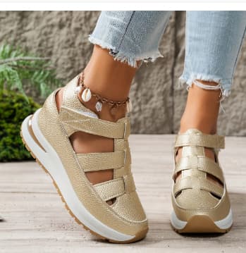 Sapatos Femininos RespiráVeis De VerãO Com Plataforma E Design Vazado Baotou.