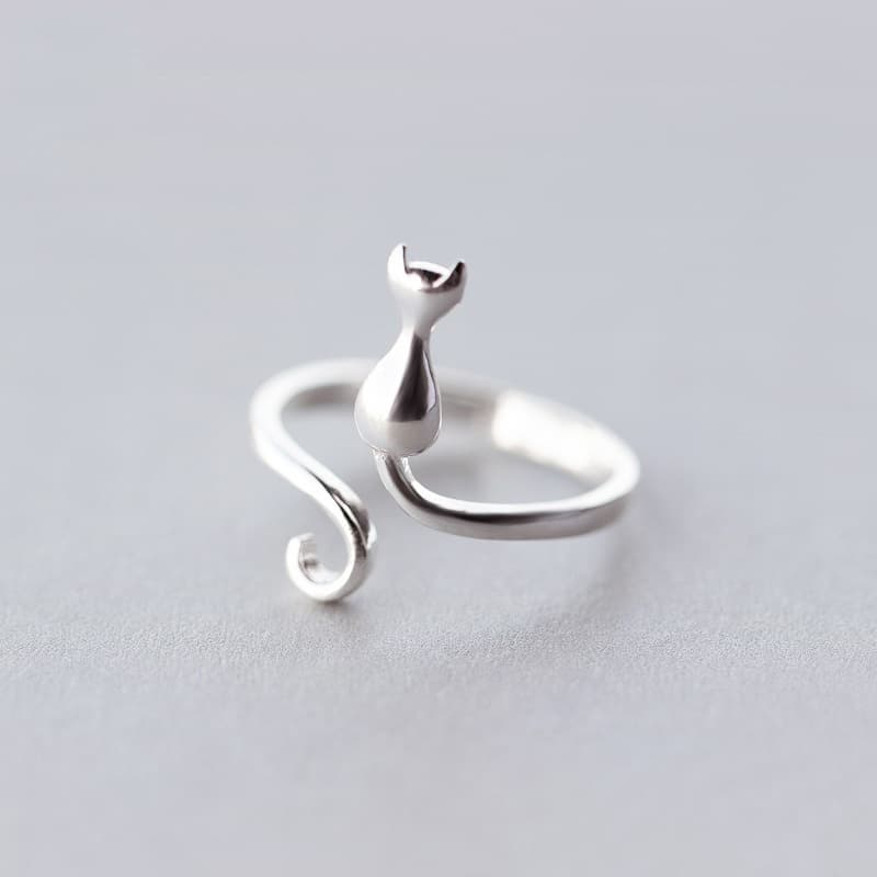 Anel de gato cor prata S925