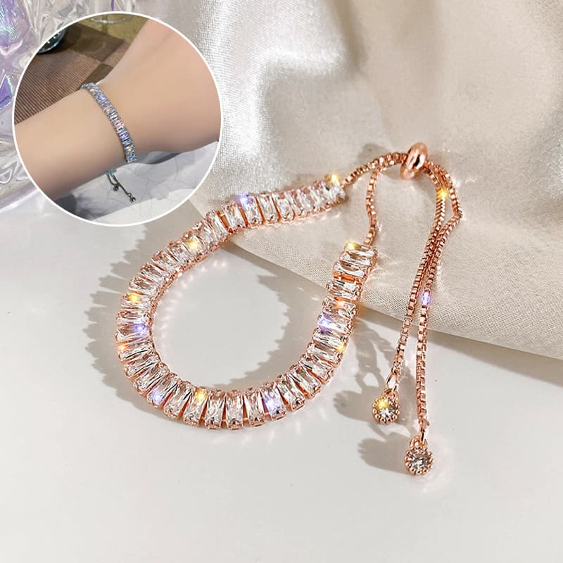 Pulseira de strass, pulseira brilhante e ajustável, joia feminina.