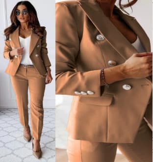 Novo Conjunto Casual Completo Com Blazer De Lapela E CalçA Slim Fit Para Mulheres, Ideal Para O Ambiente De Trabalho.