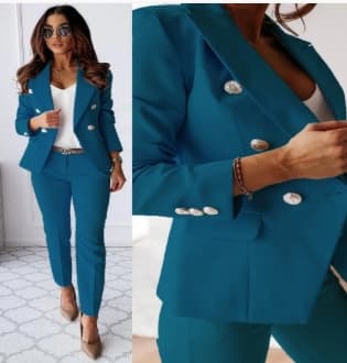Novo Conjunto Casual Completo Com Blazer De Lapela E CalçA Slim Fit Para Mulheres, Ideal Para O Ambiente De Trabalho.
