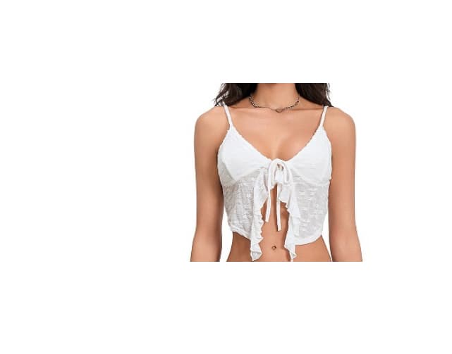 Top de renda floral com alças para mulheres 7