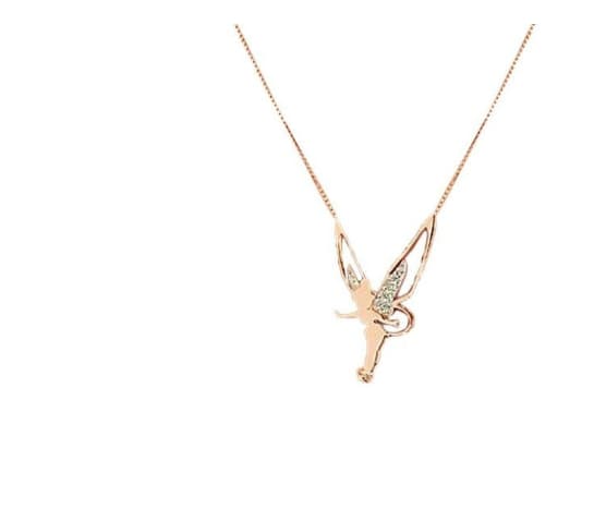 Colar Com Pingente De Asas De Anjo Cravejado De Diamantes - Joia Da Moda