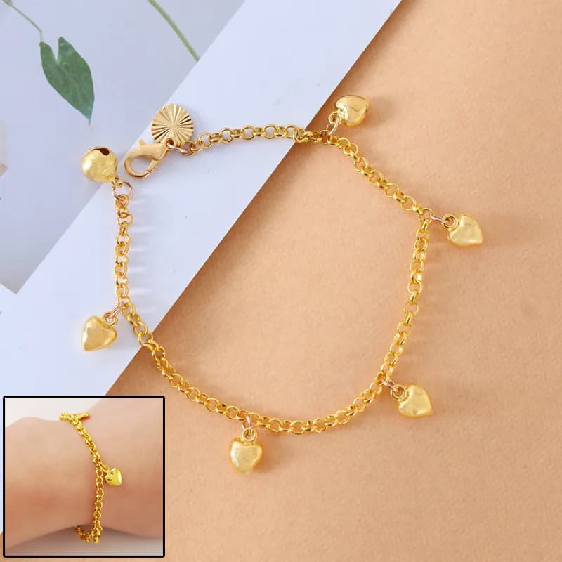 Nova pulseira feminina com pingentes de coração, simples e versátil, joia da moda para mulheres e adolescentes.