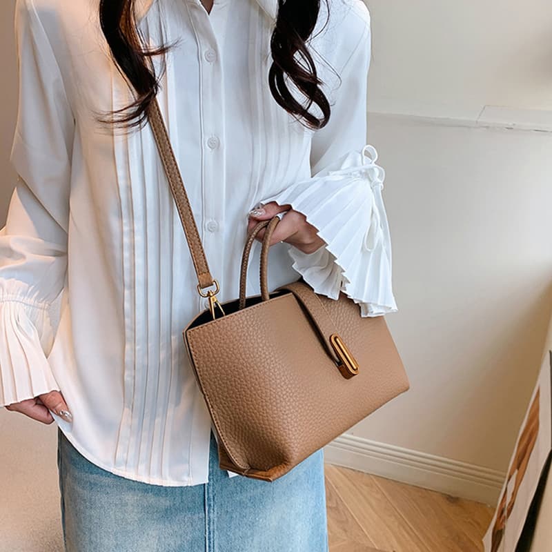 Bolsa de ombro INS com estampa de lichia, bolsa saco com zíper, bolsa tote de alta capacidade para mulheres. 6