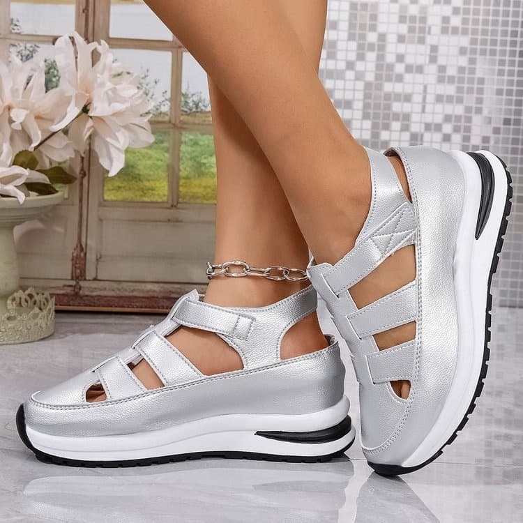 Sapatos Femininos RespiráVeis De VerãO Com Plataforma E Design Vazado Baotou.