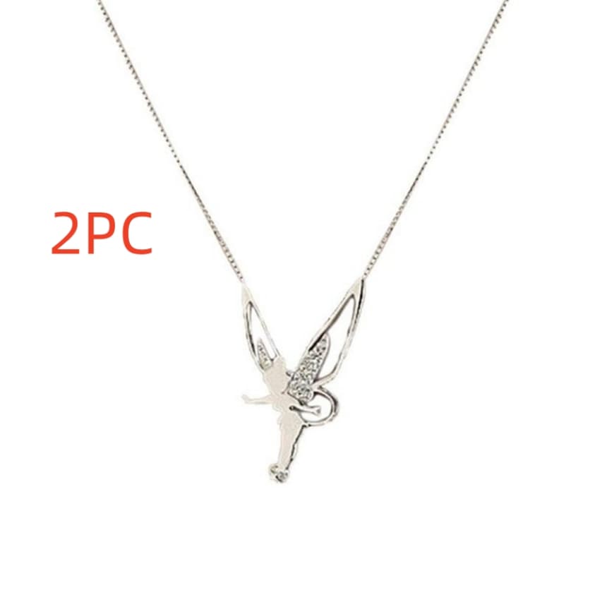Colar Com Pingente De Asas De Anjo Cravejado De Diamantes - Joia Da Moda