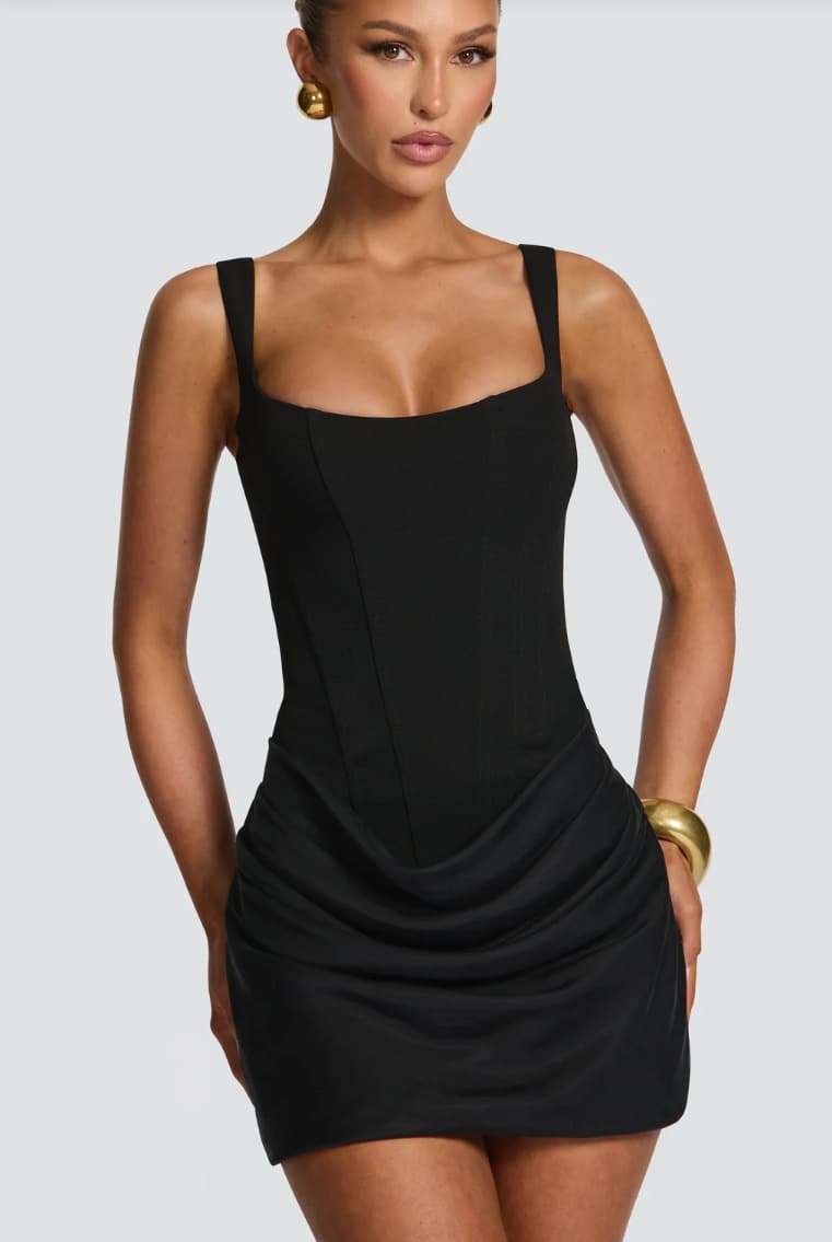 Vestido Curto De VerãO Com Espartilho, Elegante E Sem Mangas, Perfeito Para Festas, Casamentos E Eventos Noturnos.