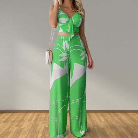 Conjunto de calça casual estampada 11