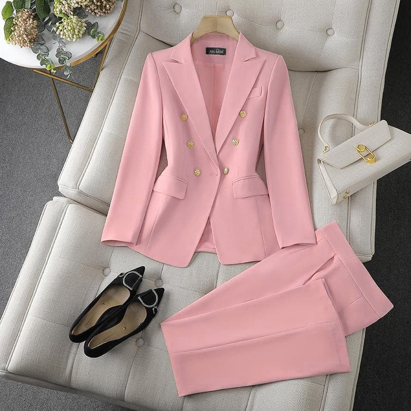 Novo Conjunto Casual Completo Com Blazer De Lapela E CalçA Slim Fit Para Mulheres, Ideal Para O Ambiente De Trabalho.