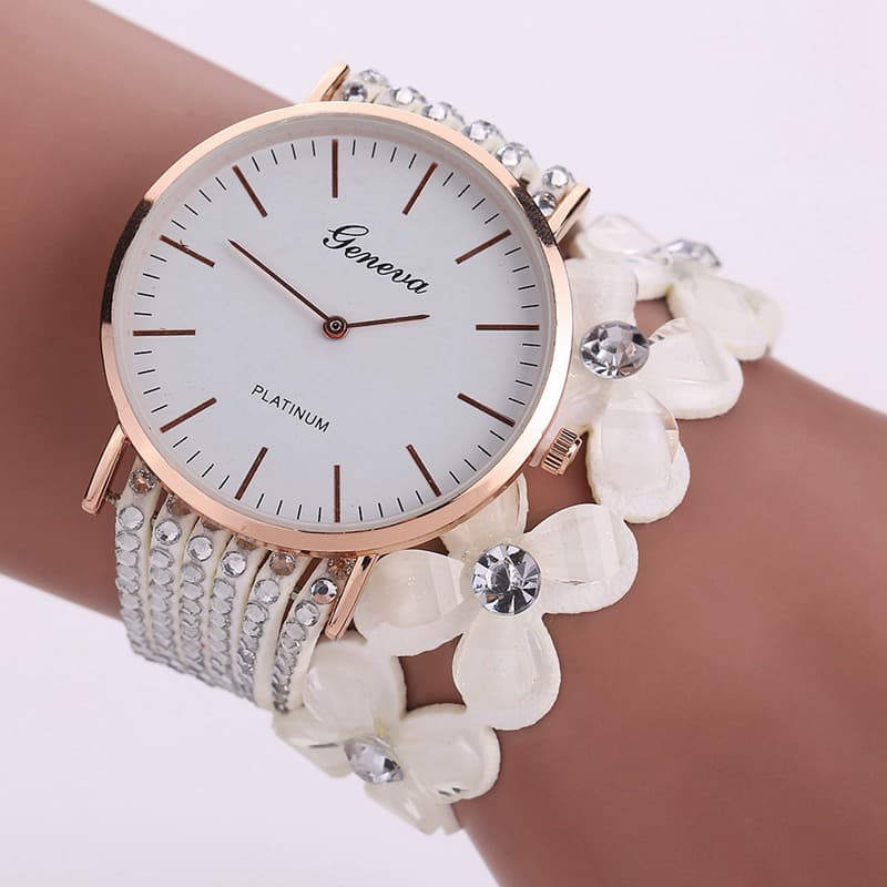 Moda Geneva Flowers Watches Feminino Vestido Elegante Quartz