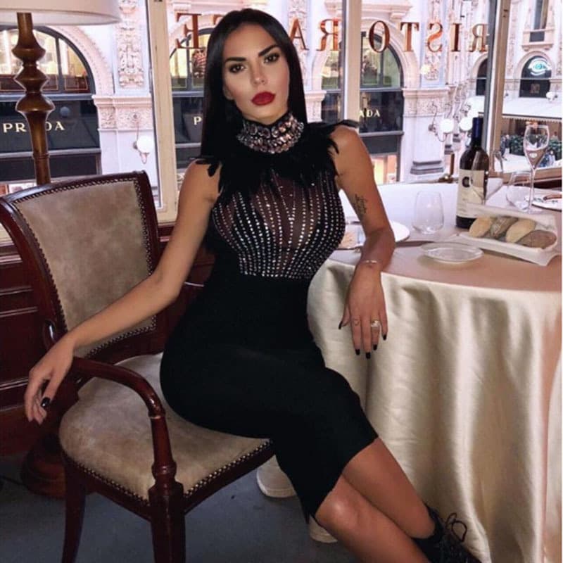 Bandage Beads Evening Vestido