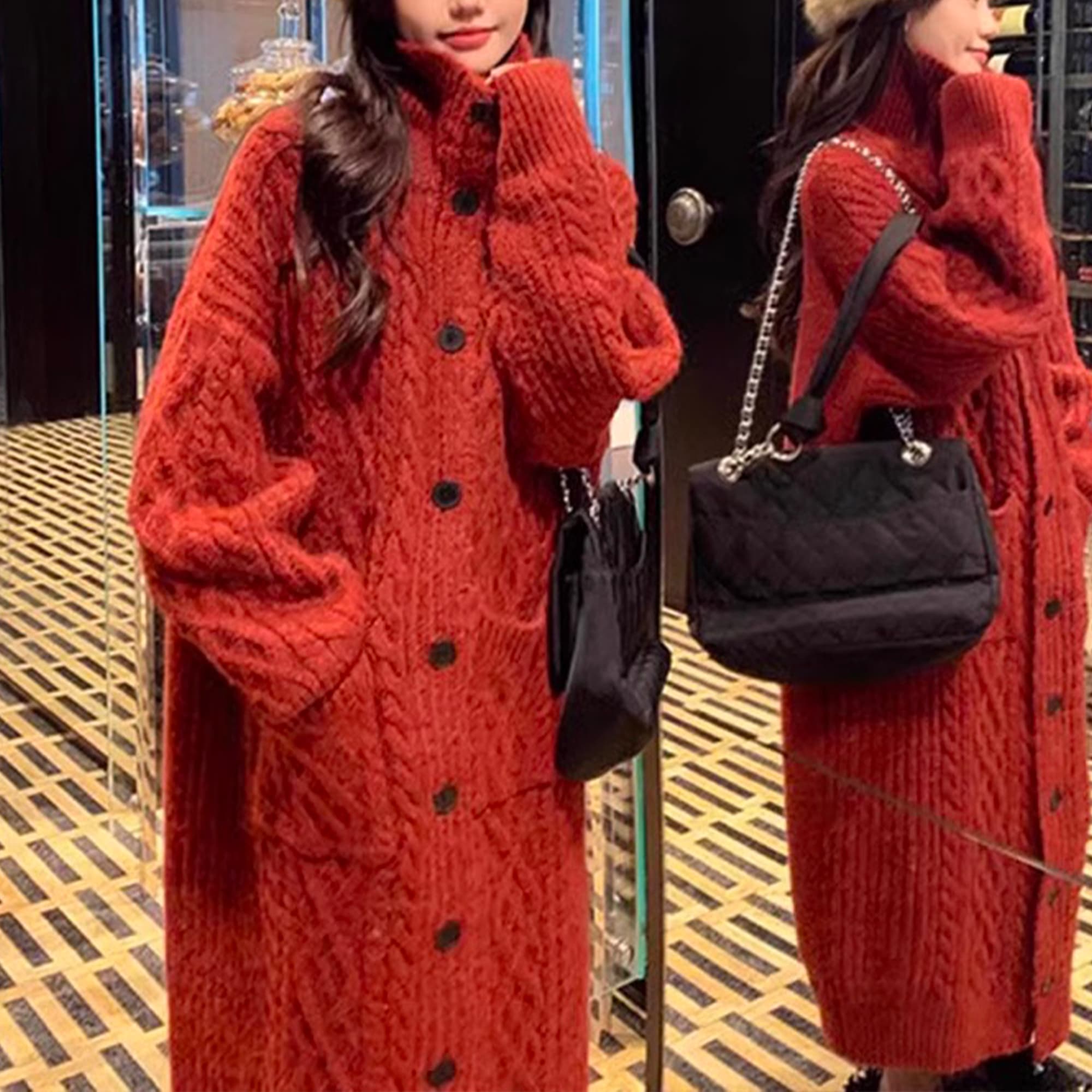 Casaco SuéTer Gola Alta Gray Cozy Boho Longo