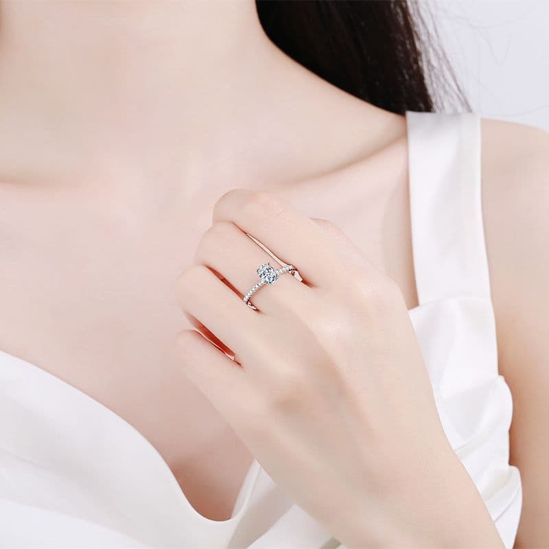 Anel cor diamante e moissanita